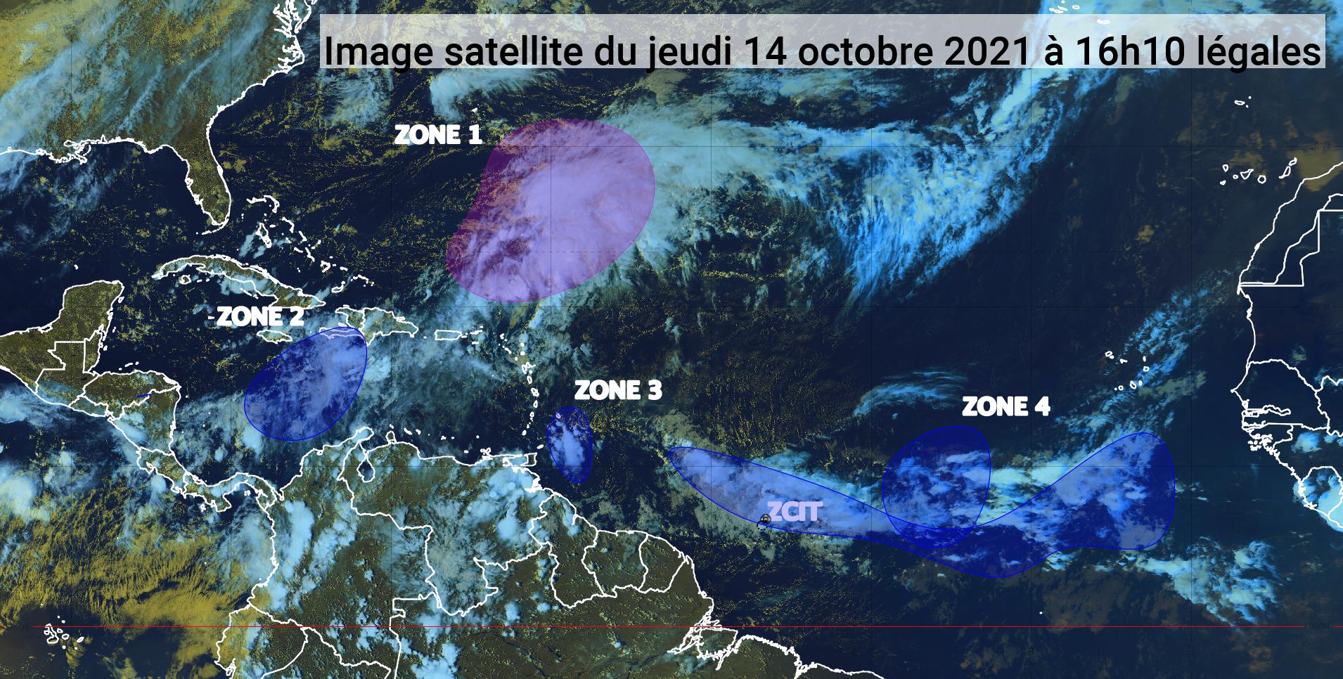     L'onde tropicale peu active devrait concerner les Petites Antilles demain soir (bulletin du 14/10/21)

