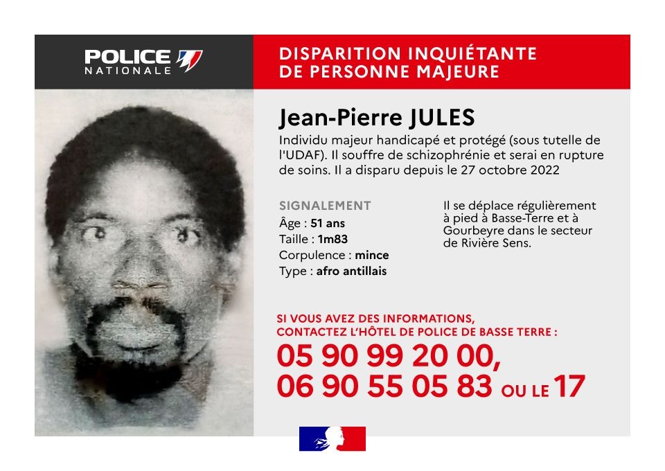     La police recherche Jean-Pierre Jules

