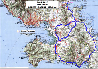 Le parcours de la 1ère étape du 36ème Tour cycliste International de Martinique.