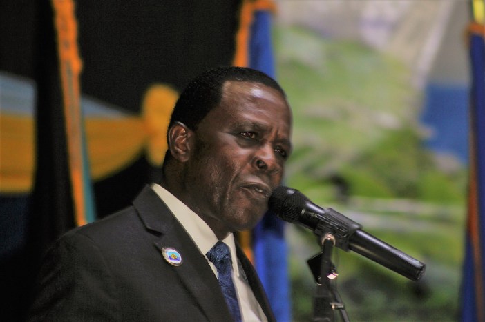 Keith Mitchell, 1er ministre de l'île de Grenade à la tribune de la 38ème conférence du Caricom ©caricom.org