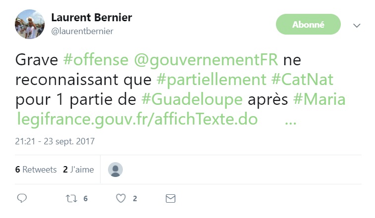 Le tweet de Laurent Bernier