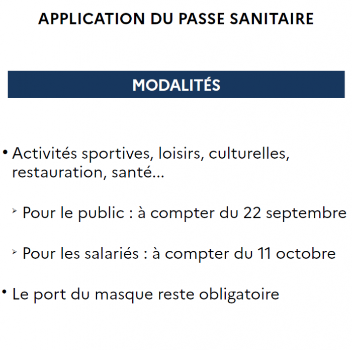 Calendrier pass sanitaire