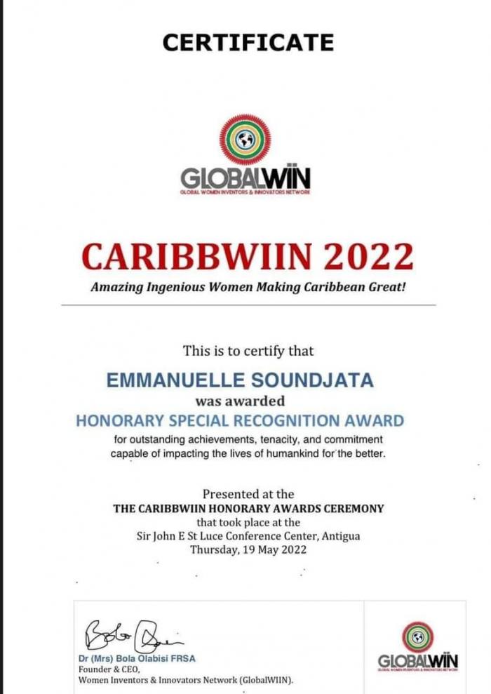 Prix honorifique d'Emmanuelle Soundjata, CARIBBWIIN