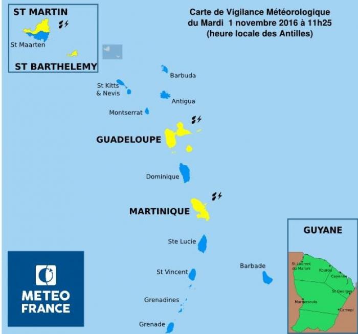     La Guadeloupe en vigilance jaune pour fortes pluies et orages

