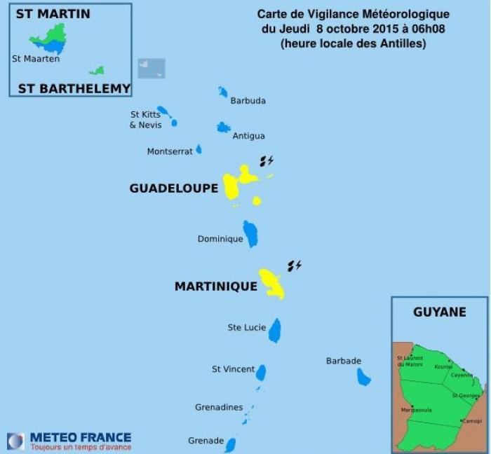     La Guadeloupe en vigilance jaune 

